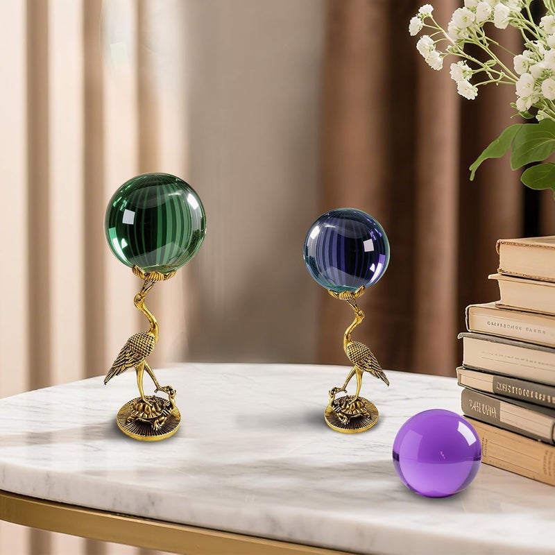 GeryVtee Metal Crystal Ball Stand Sphere Display Stand Crystal Holder Balls Ornament Rack Holder Metal Base Crane Shape (Retro) - Image 4